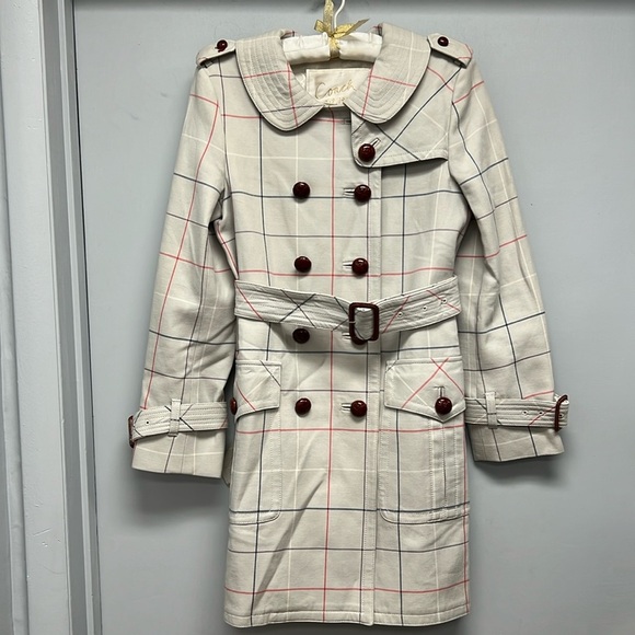 Coach 1941 Plaid Print Trench Coat Size 6 - Picture 1 of 14